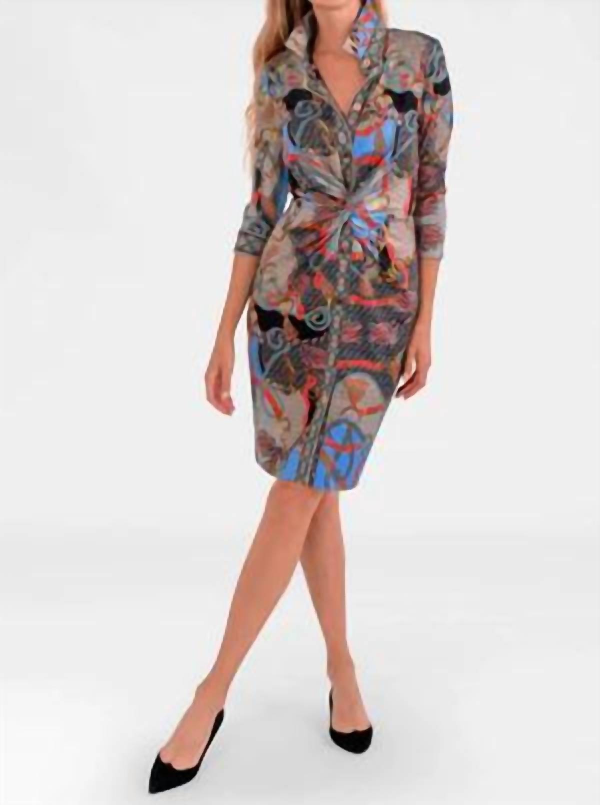GRETCHEN SCOTT Twist & Shout Ditto Dress in tan periwinkle orange - women's dress - view 6