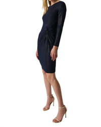 Joseph Ribkoff Metallic Pinstripe Dress in midnight gold - women's dress - detail view