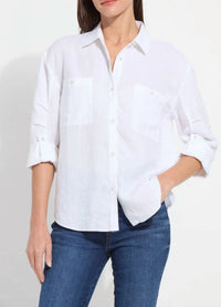 Lysse - Rose Roll Tab Utility Linen Shirt
