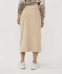 ESQUALO Garment dyed maxi jean skirt in sand - women's skirt - alternate view