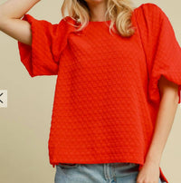 Umgee - Jacquard Round Neck Top