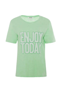 CHRLDR Enjoy Today Tee in bright green - women's t-shirt - detail view