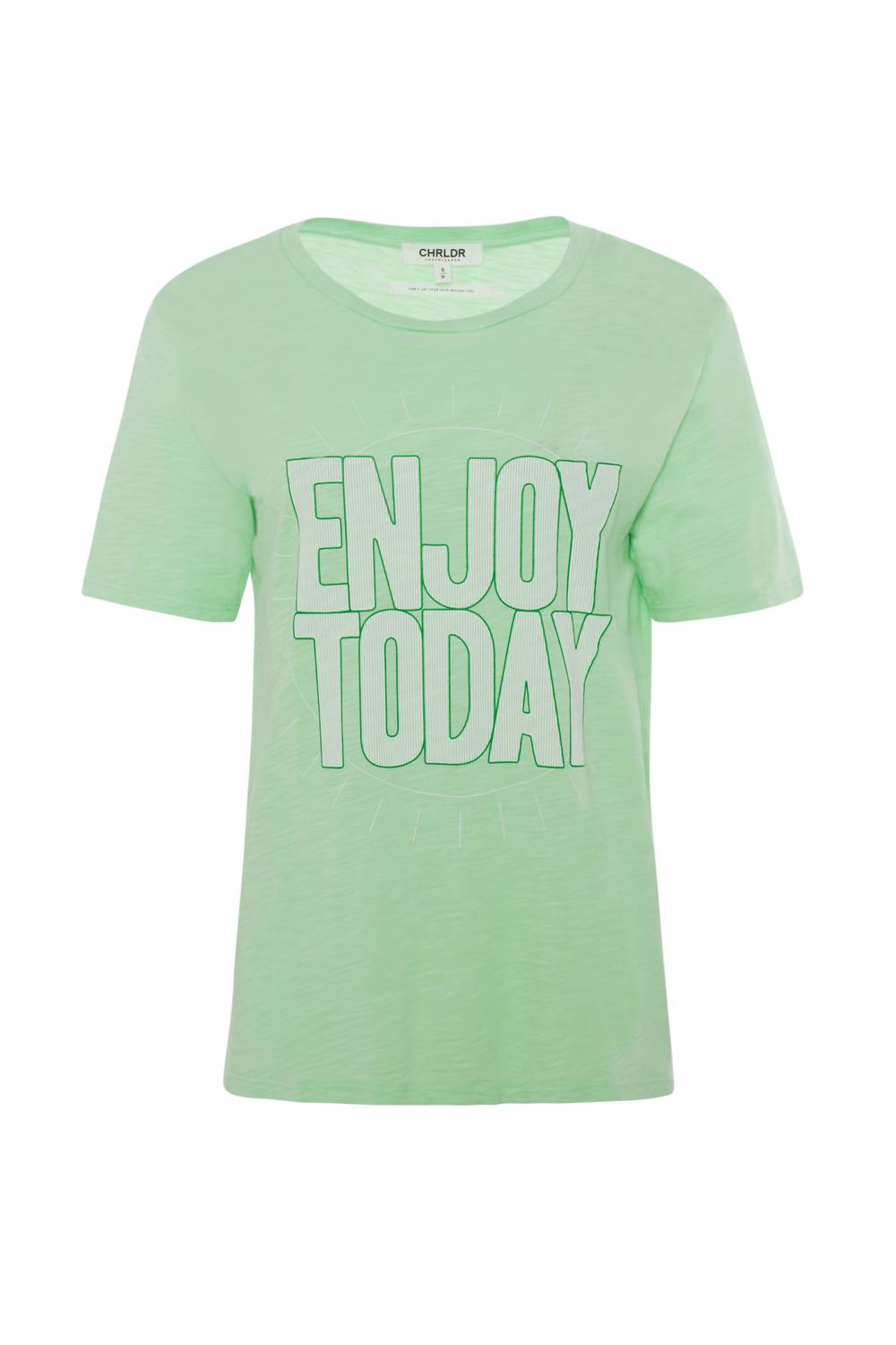 CHRLDR Enjoy Today Tee in bright green - women's t-shirt - detail view