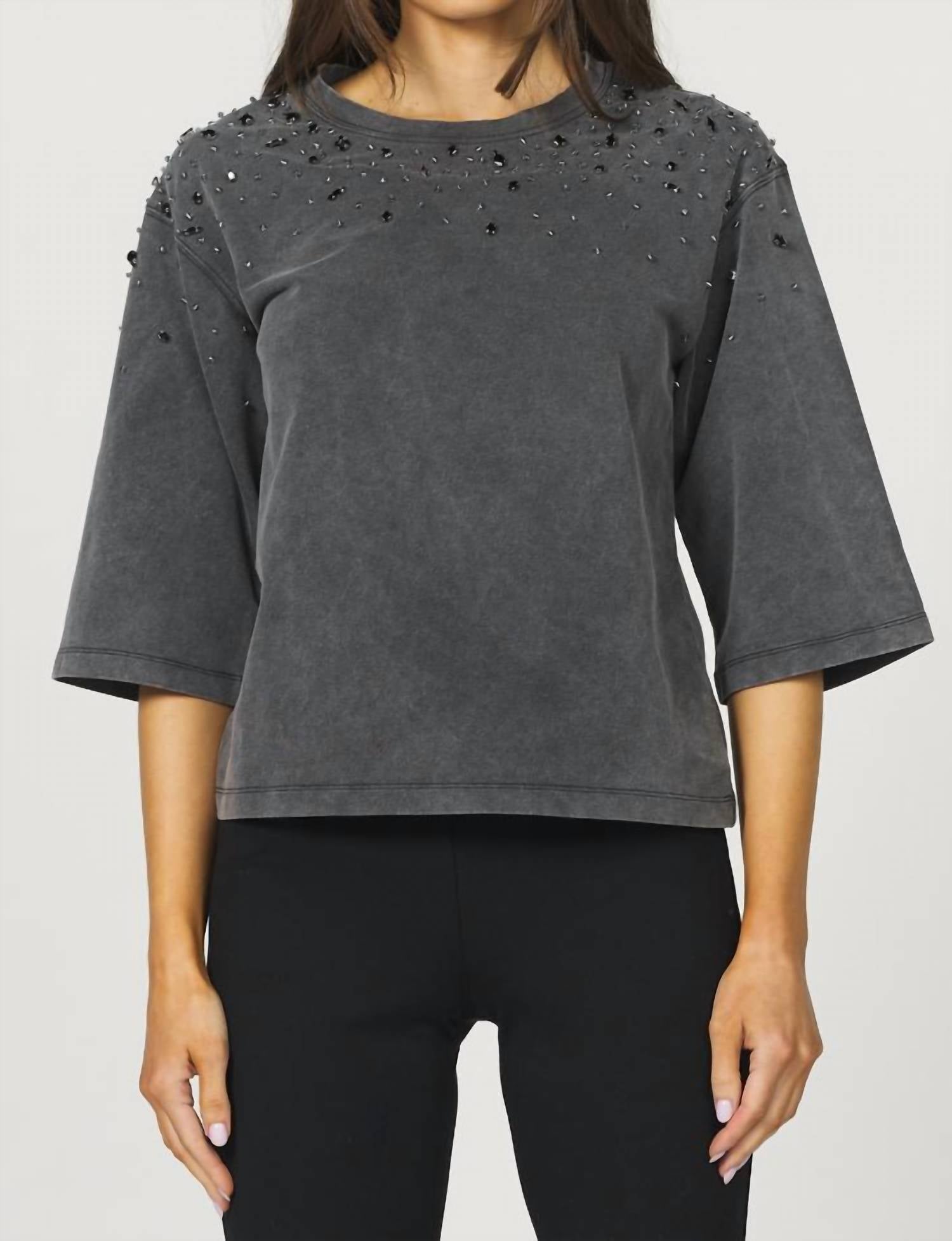 Another Love Acid Wash Top in black - women's t-shirt