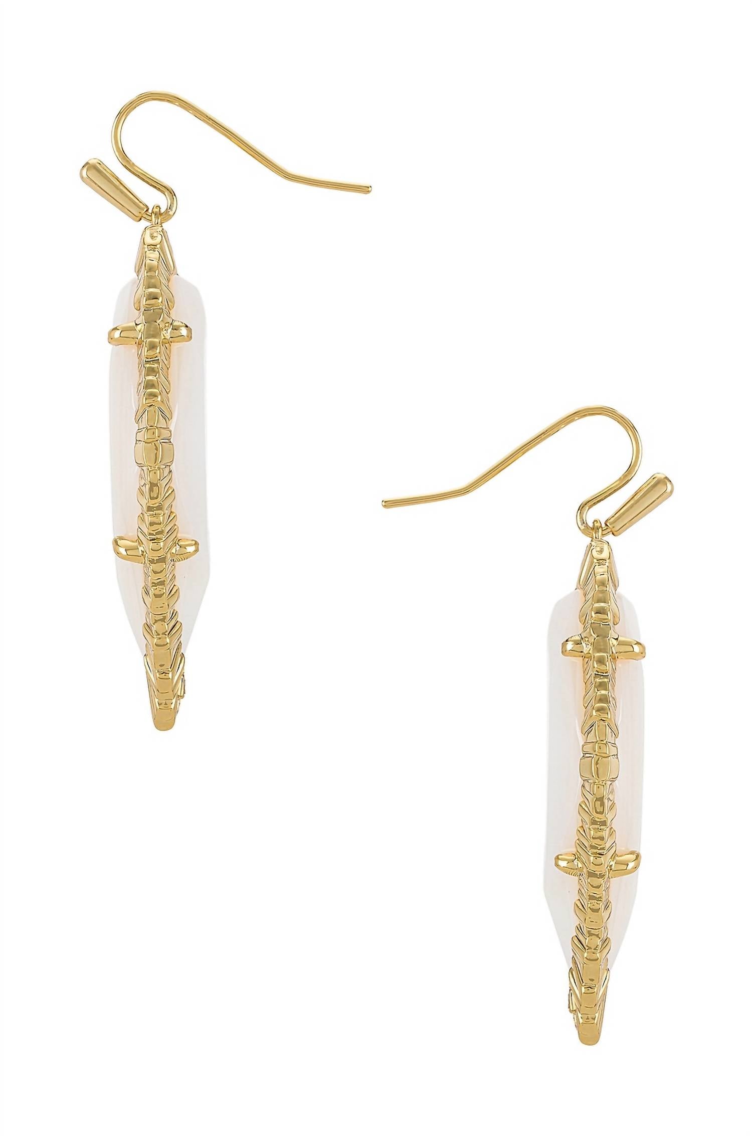 Kendra Scott Women's Tessa Drop Earrings in gold white mussel - women's jewelry - detail view