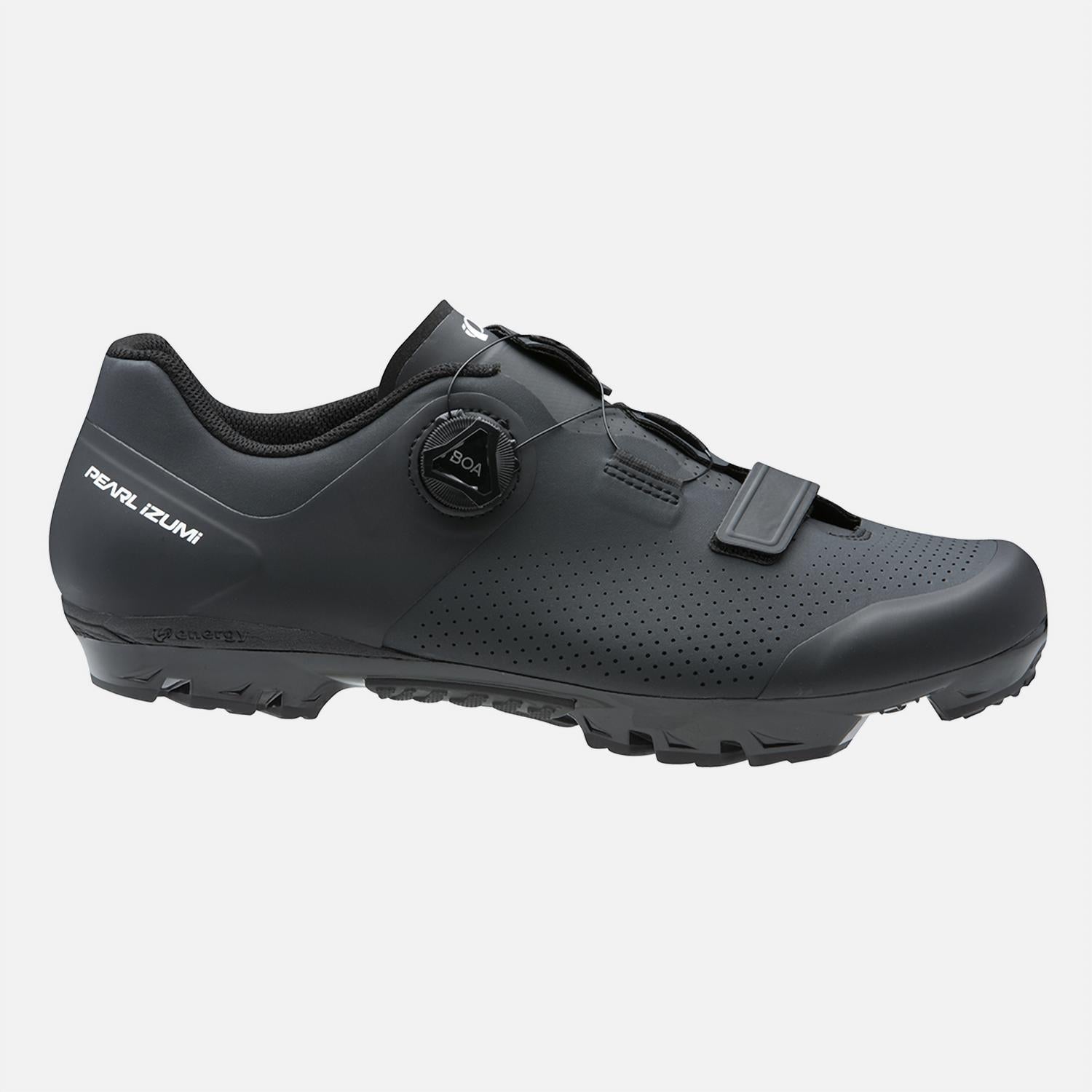 PEARL iZUMi Men's Expedition Gravel Cycling Shoes in black - men's shoe - detail view
