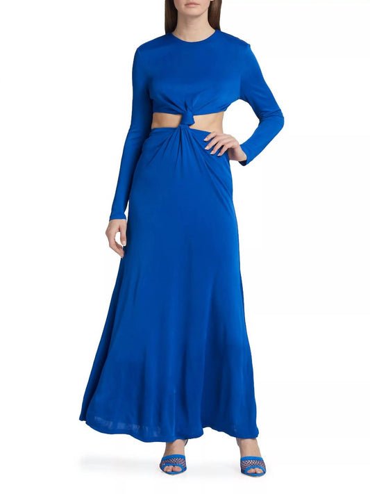 Farm Rio - Knotted Cutout Satin Maxi Dress