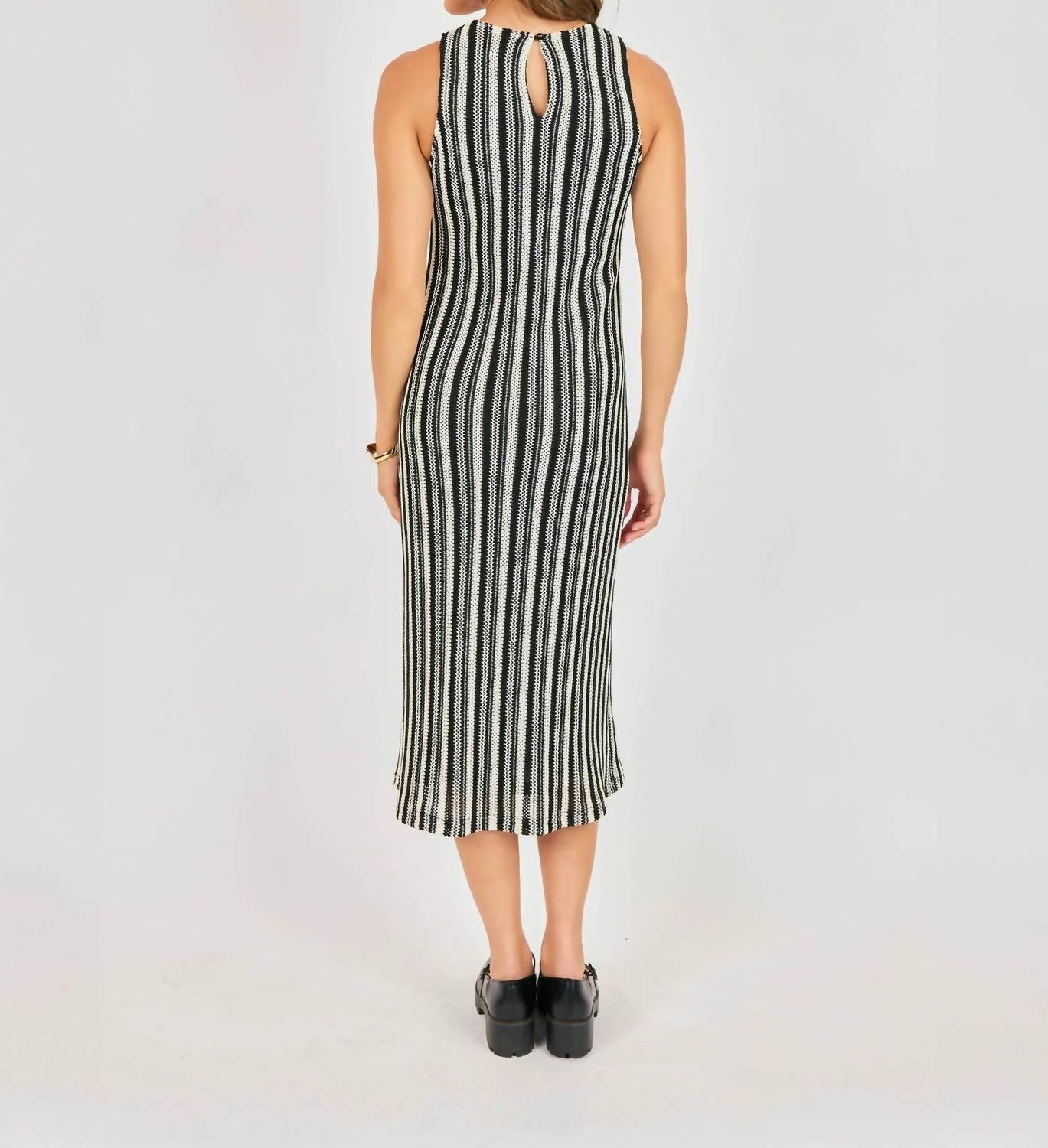 Sadie & Sage Moonlit Path Knit Dress in black ivory - women's dress - alternate view