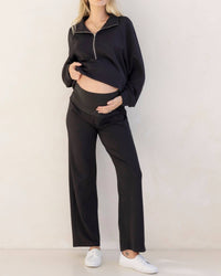 Angel Maternity Maternity Wide Leg Sweatpants in black - women's pants
