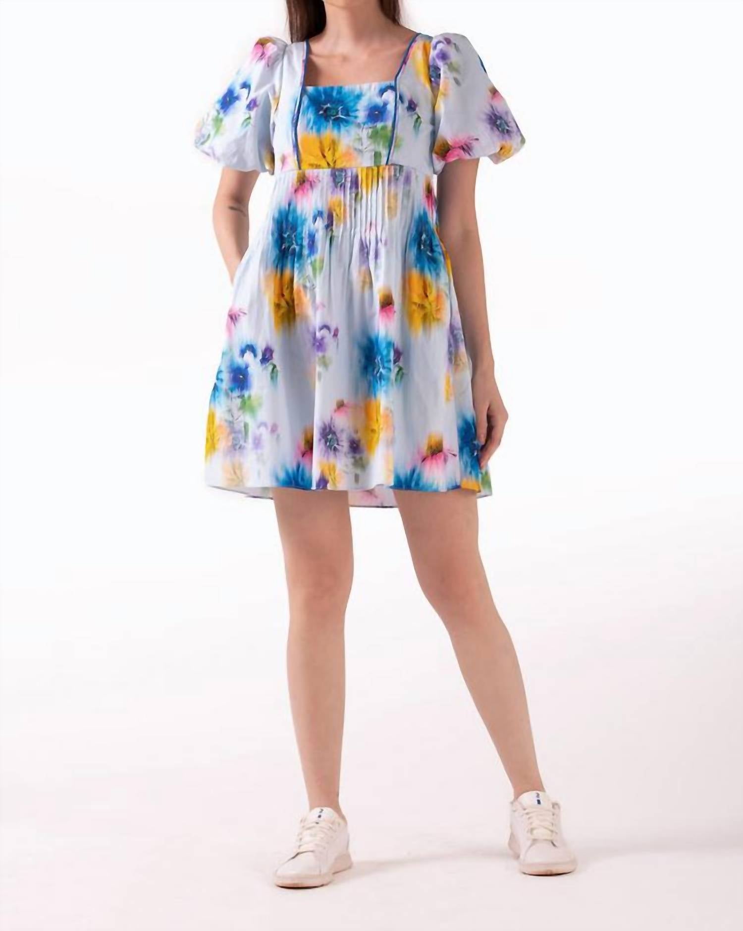 Celina Moon Jane Mini Dress in sky agadelle - women's dress - detail view