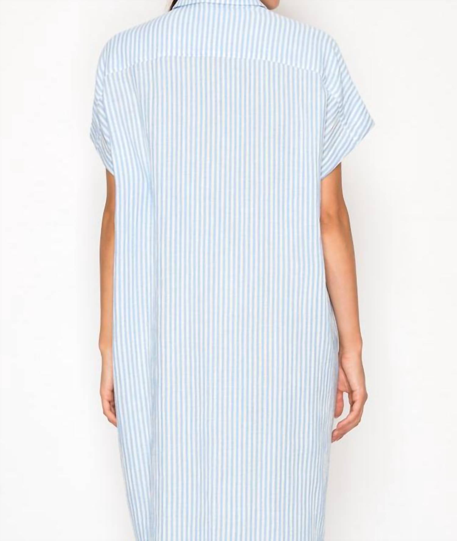 Meet Me In Santorini - Stripe Shirt Dress