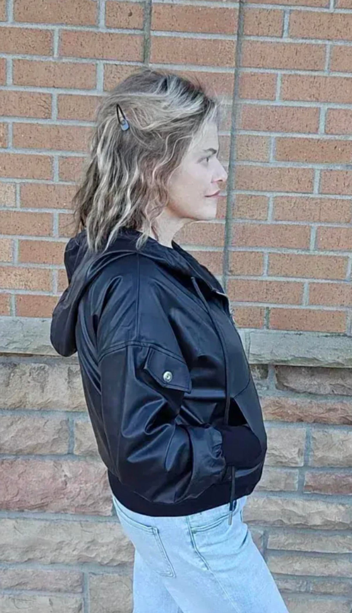 Clara Sunwoo - Liquid Leather Hooded Drawstring Track Jacket