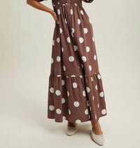 Wishlist - Puff Sleeve Polka Dot Maxi Dress