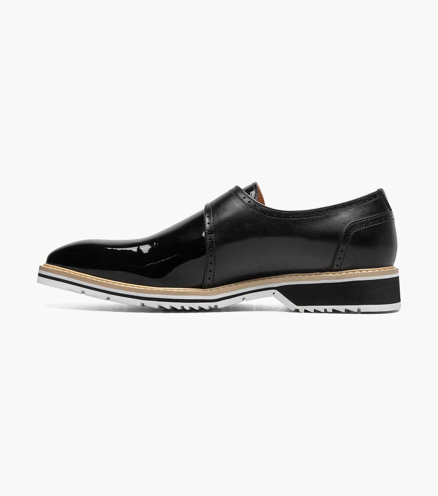STACY ADAMS Men's Bartram Plain Toe Monk Strap Shoes in black - men's loafer - view 4