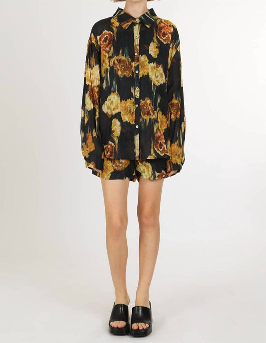 Beulahstyle - Suri Abstract Floral Shirt And Shorts Set