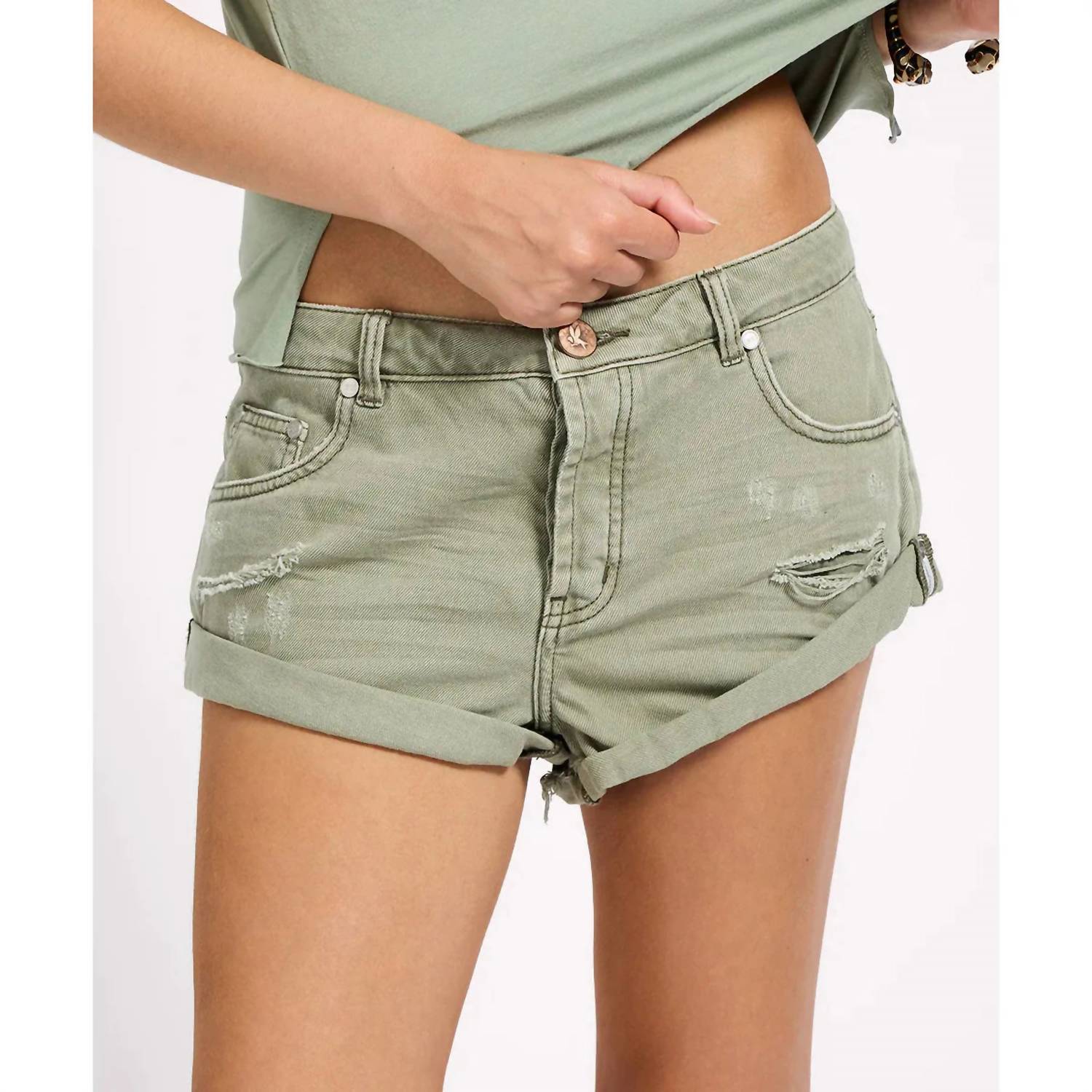 ONE TEASPOON Bandit Low Rise Short in super khaki - women's shorts - detail view