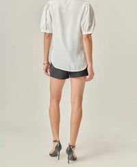 English Factory - Jewel Button Puff Sleeve Top