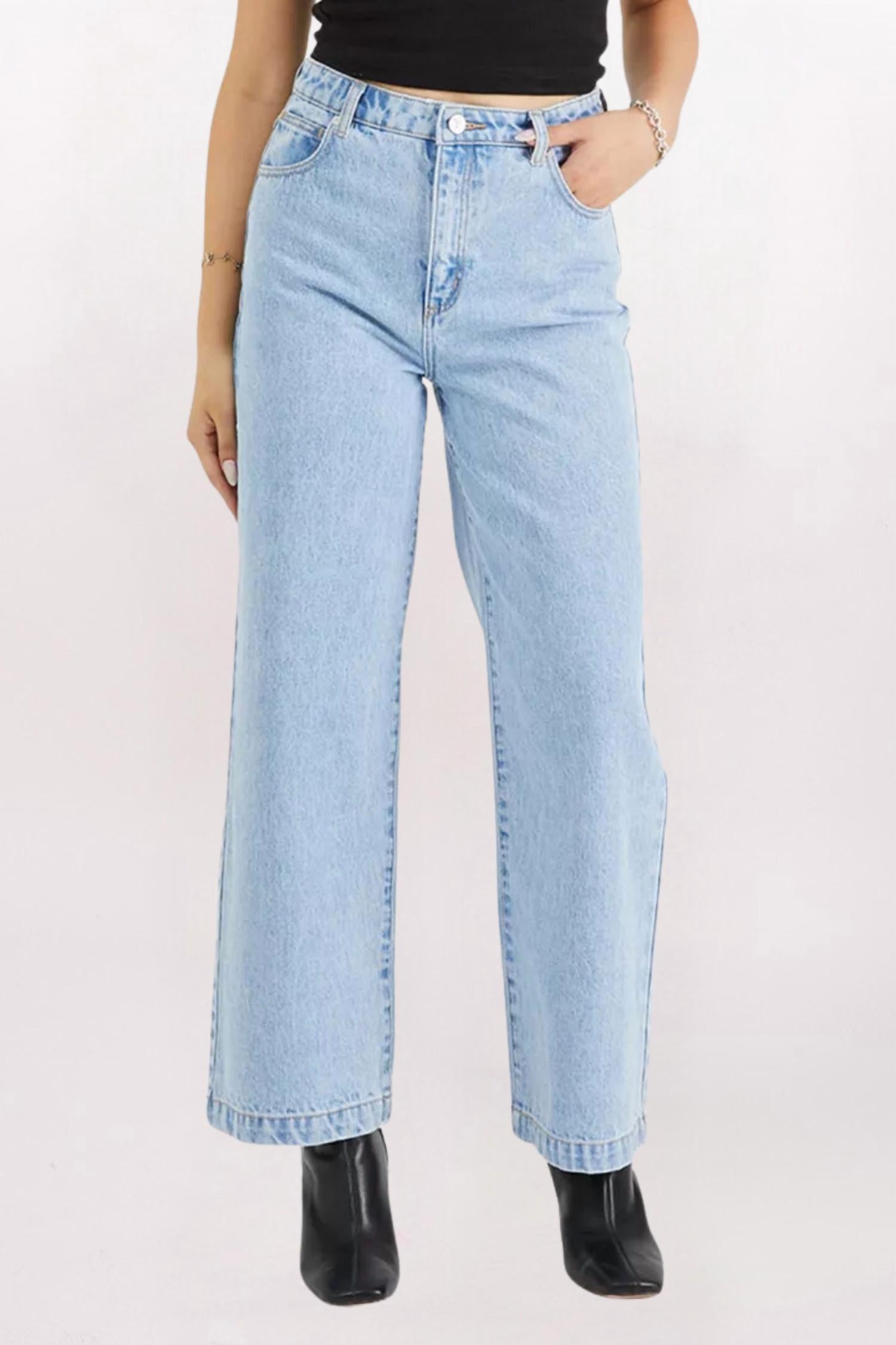 Abrand Jeans Carrie High Rise Wide Leg Jeans in light vintage indigo - women's jeans