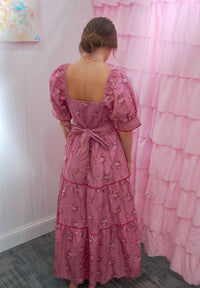 Peach Love - Ginny Floral Printed Maxi Dress With Bow In Back