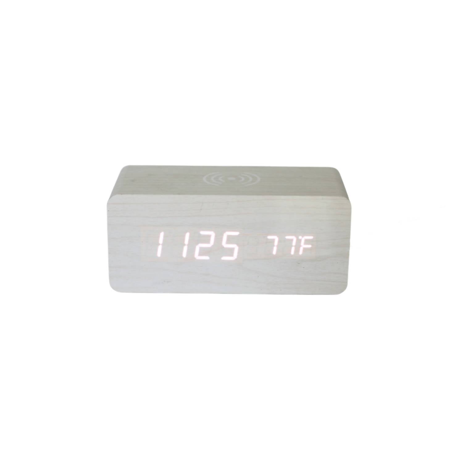 Creative Gifts International - Wood Wireless Phone Charger/Digital Clock