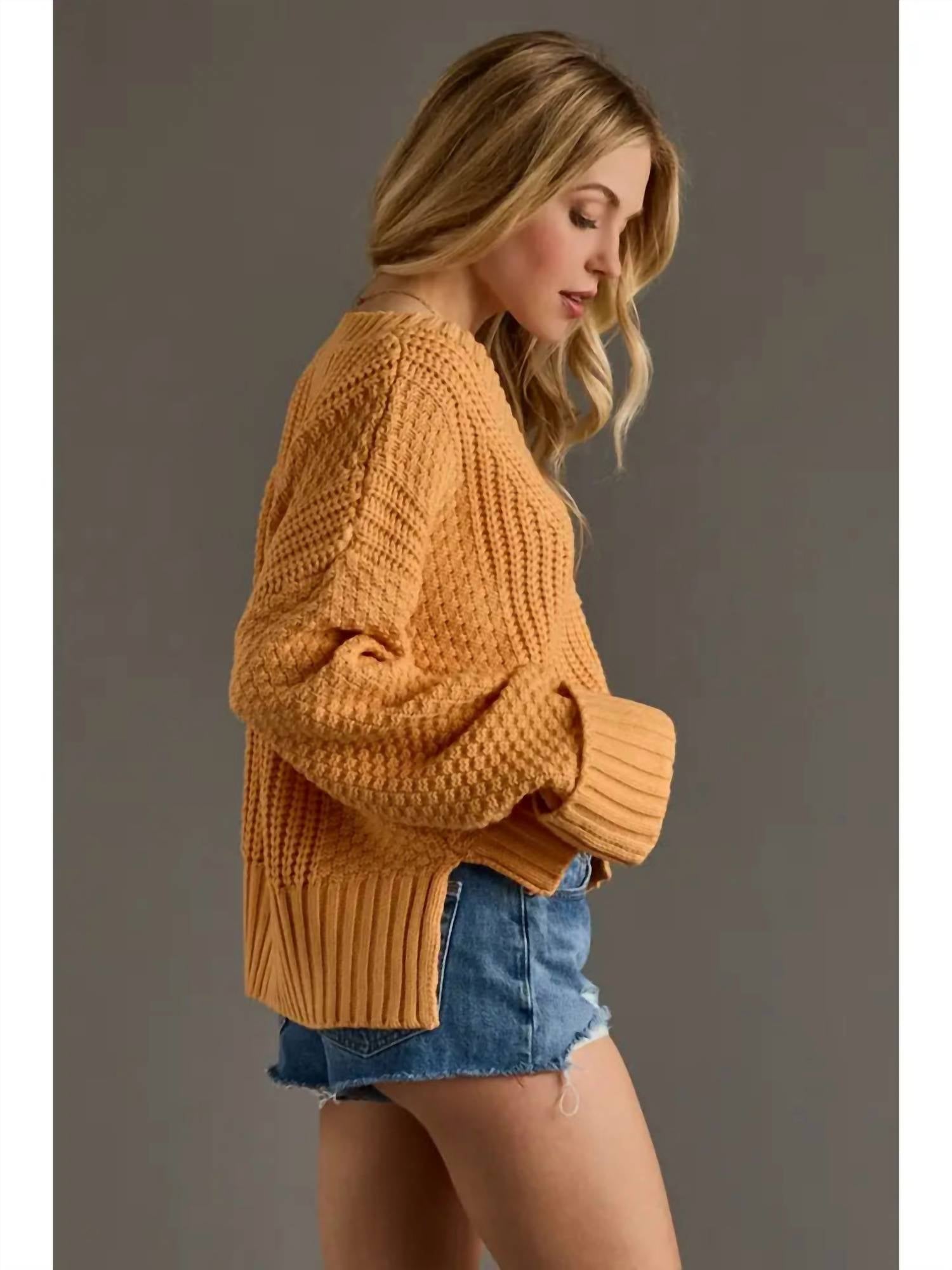 Panache Apparel Marigold Mood Cardigan in yellow - women's cardigan - alternate view