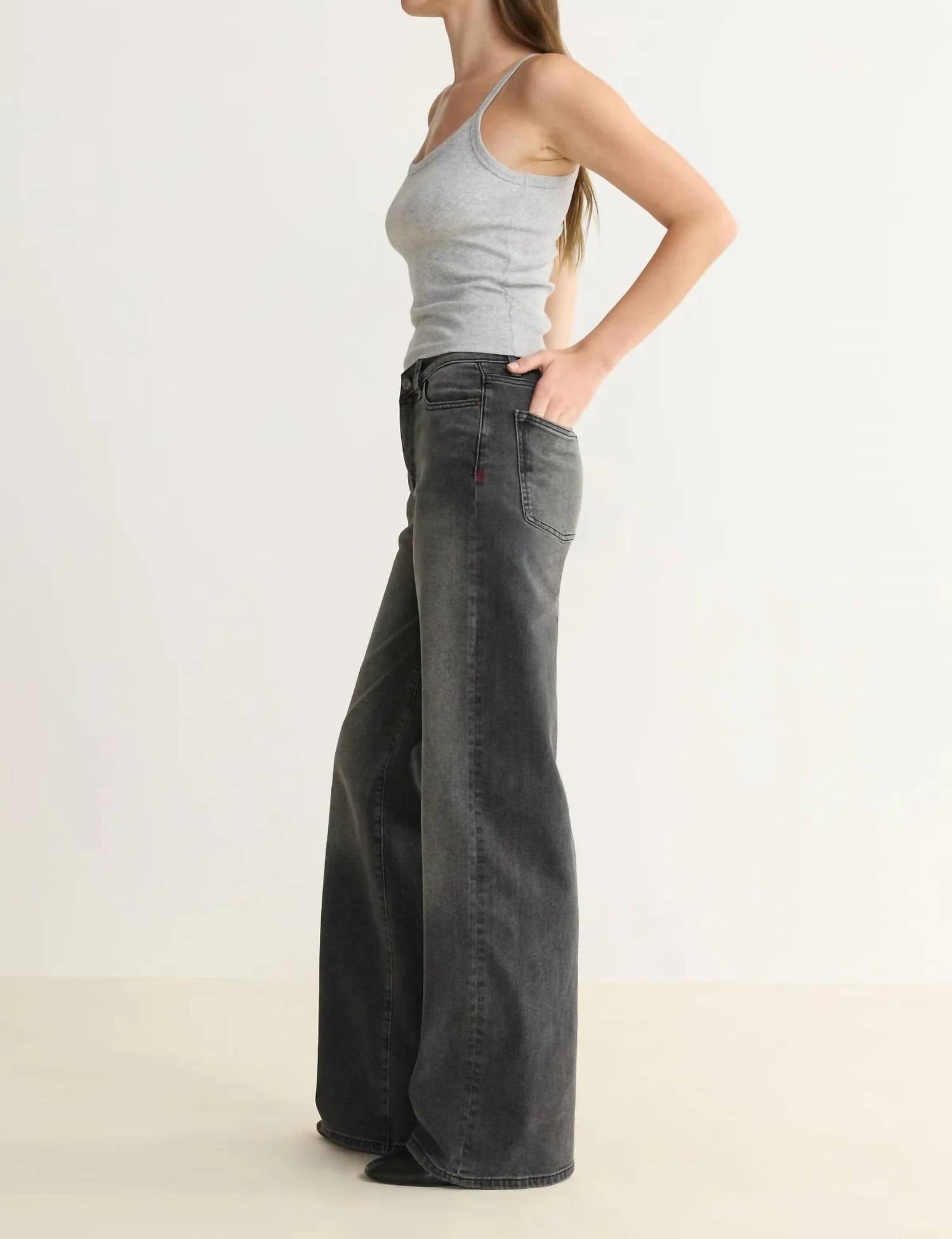 Warp + Weft Wide Leg Jeans in overcast - women's jeans - alternate view