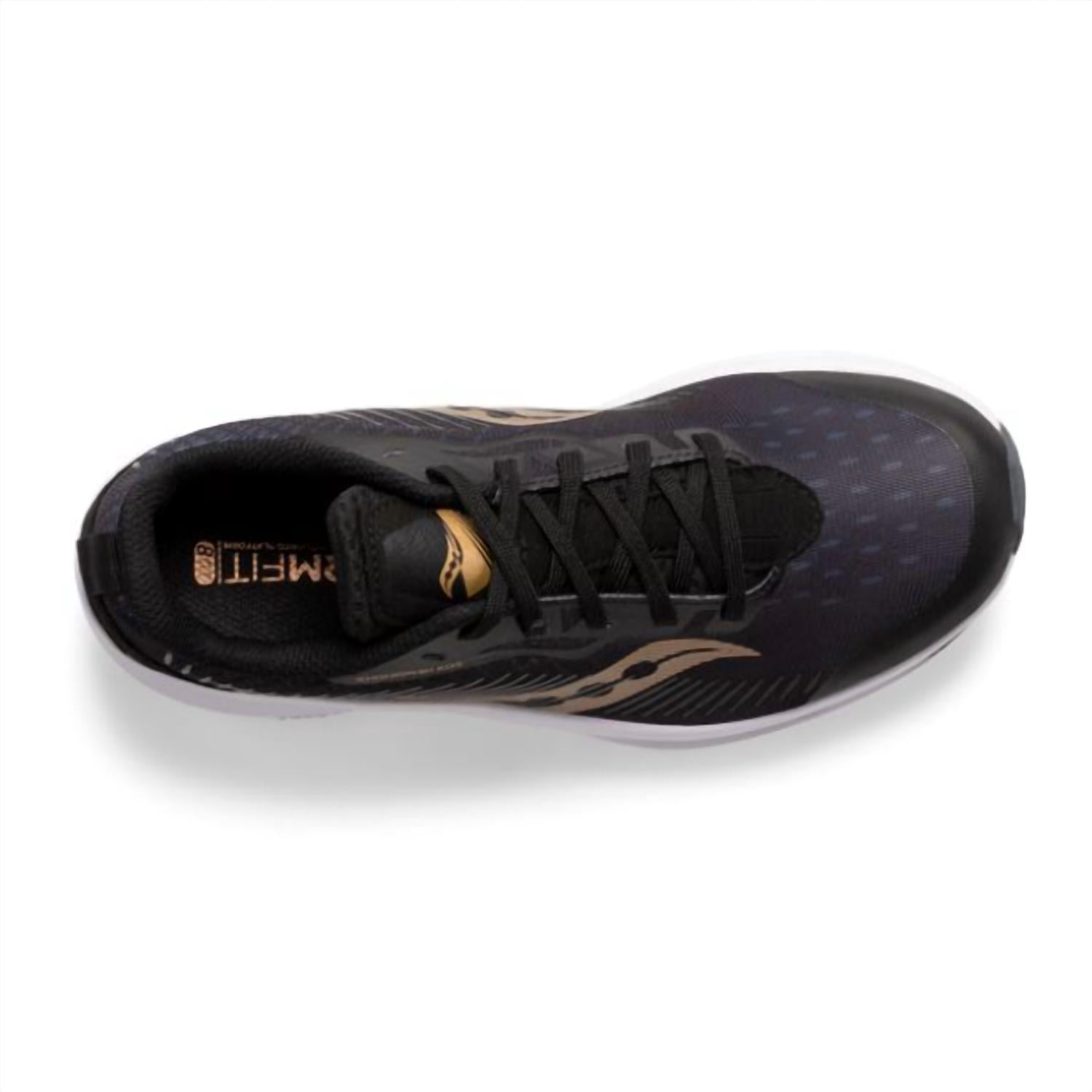 SAUCONY Kid's Endorphin Sneakers in black gold - kids' sneaker - alternate view