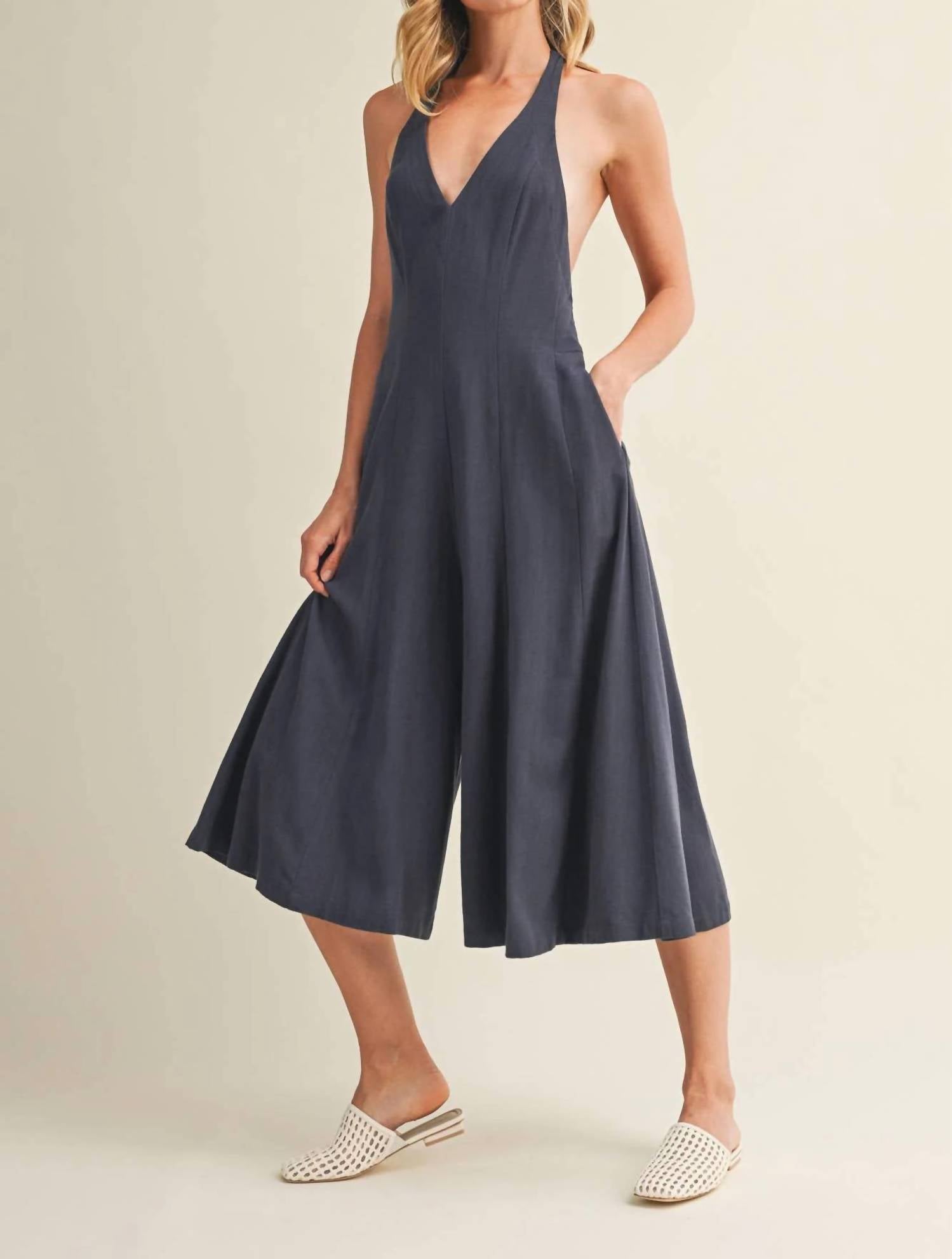 Mustard Seed - Halter Wide-leg Jumpsuit