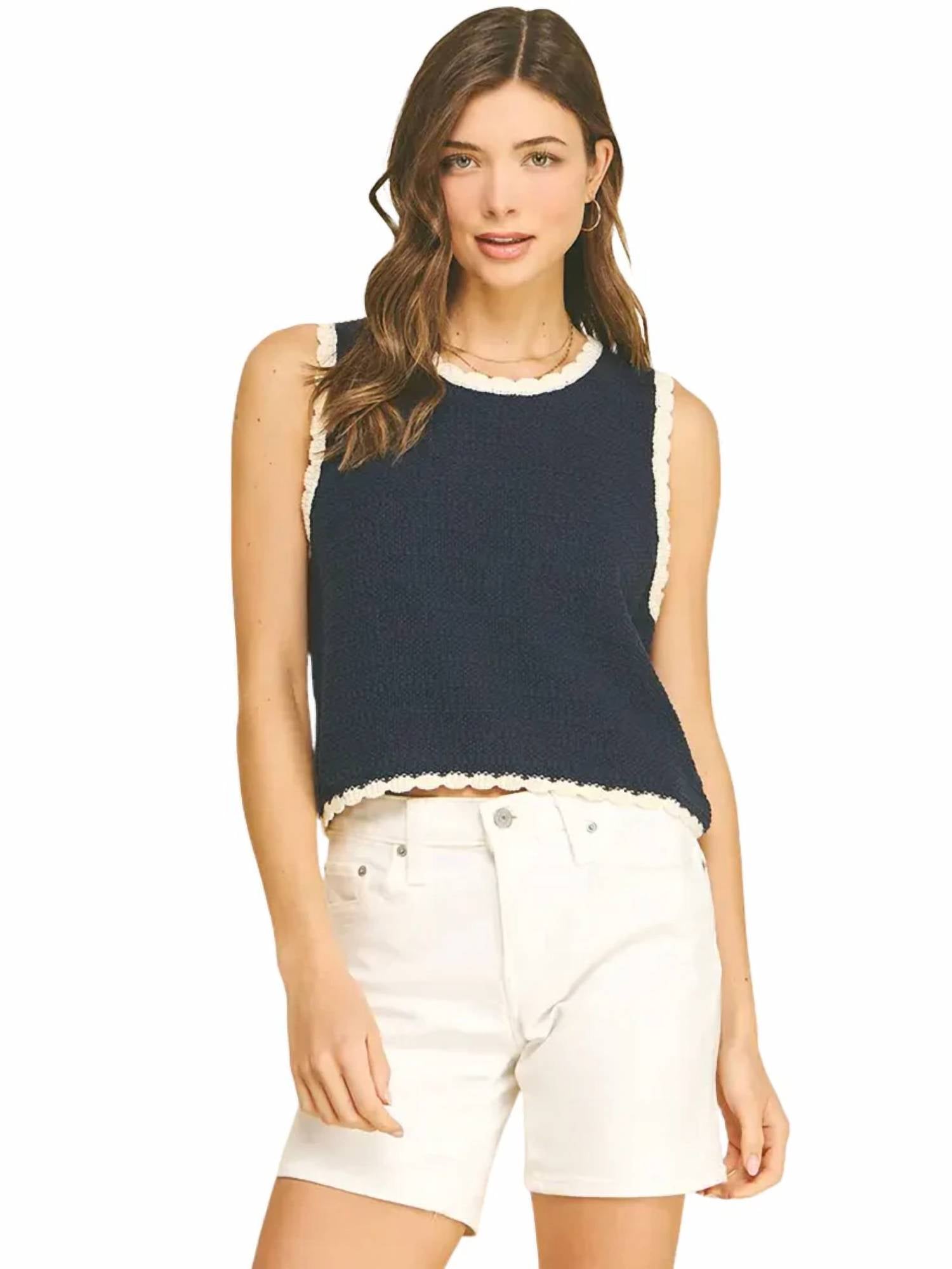 Pinch - Crochet Trim Knit Tank