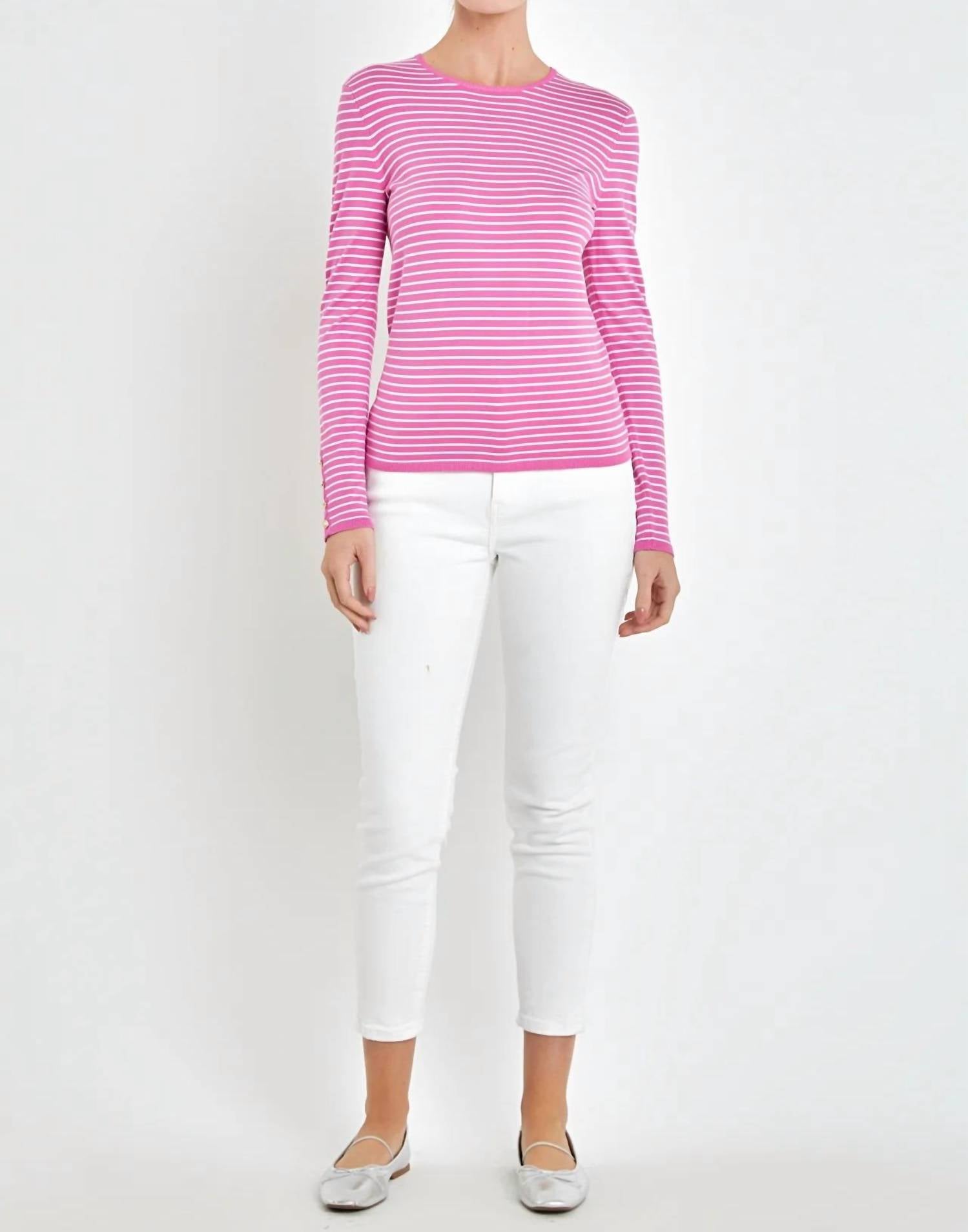 English Factory - Striped Boatneck Sweater Top