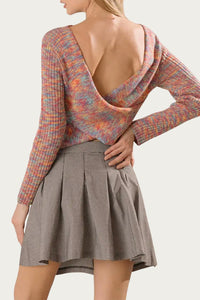 OPEN-BACK RIBBED-KNIT SWEATER