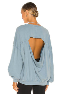 Free People Easy Does It Pullover in bottled blue - women's top - view 4