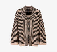 Marc Cain Pattern Mix Rethink Together Cardigan in black tan - women's cardigan - view 6