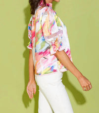 Alden Adair Lottie Top in cygnet - women's blouse - detail view
