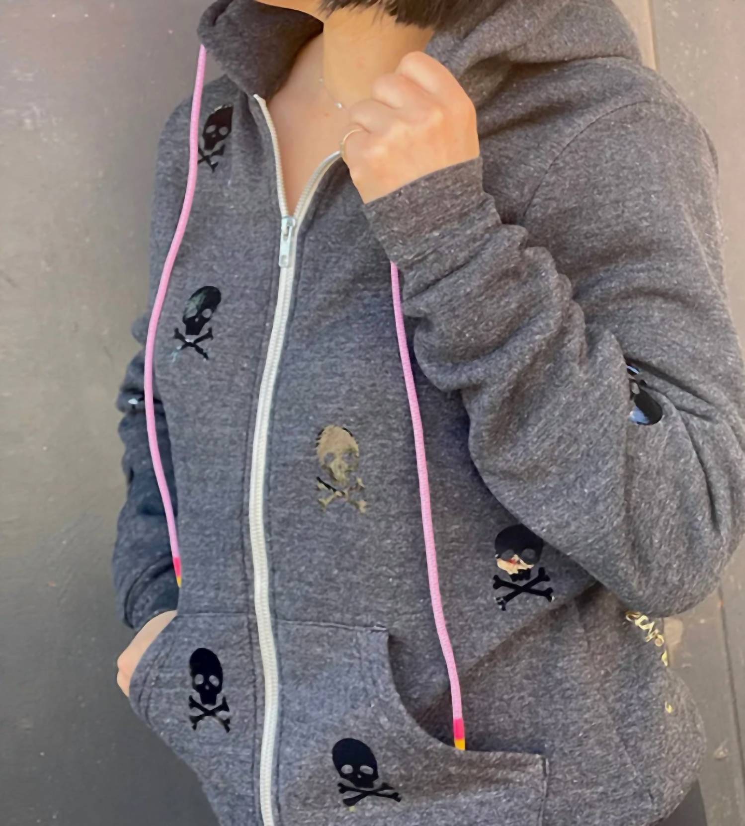 Style Reform - Dotty Charcoal Zip Up Hoodie