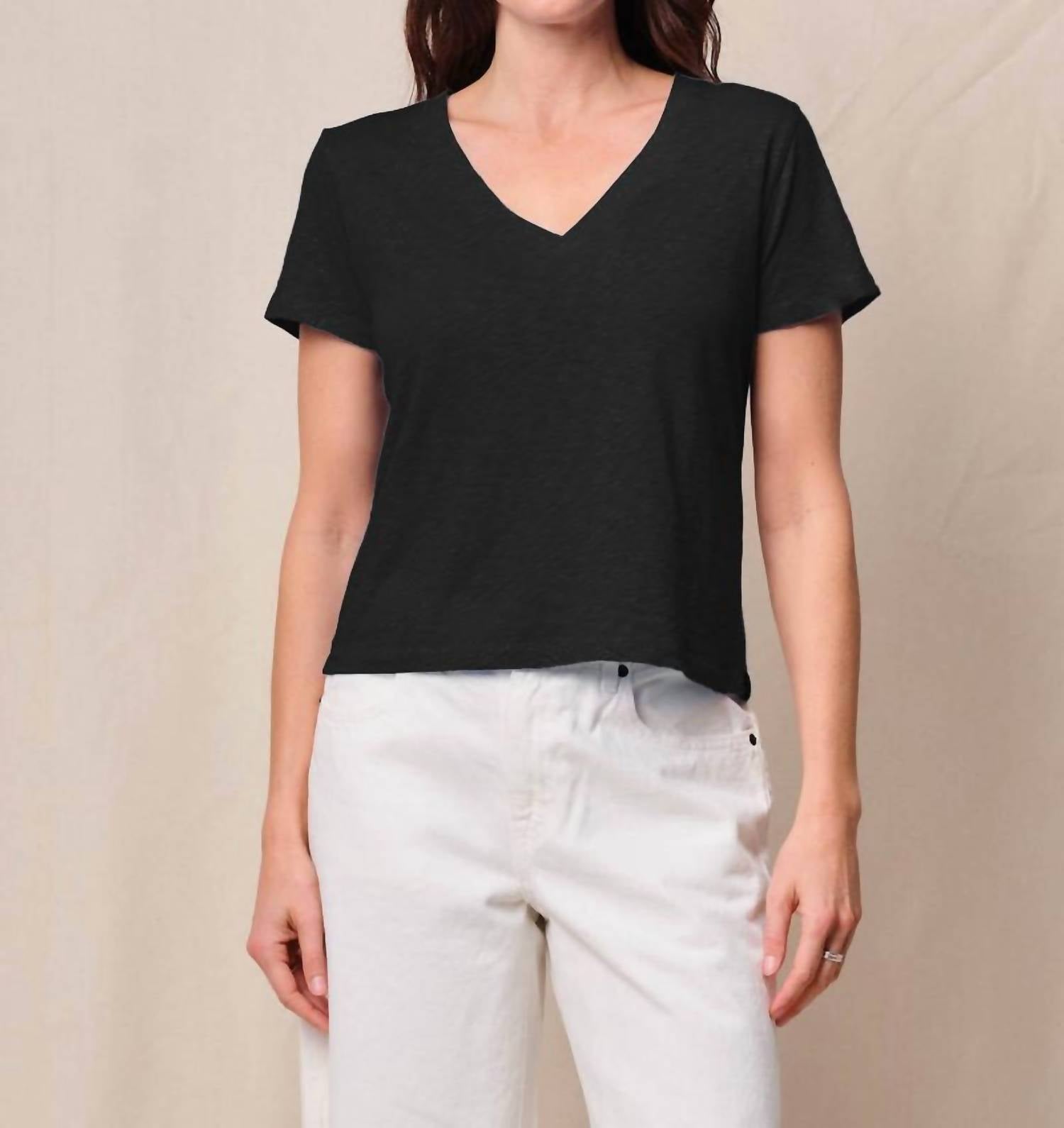 Stateside - Supima Slub Jersey Short Sleeve V Neck Tee