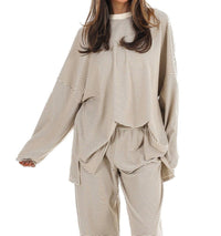 Things Between - Well Defined Stripe Fleece Oversized Top