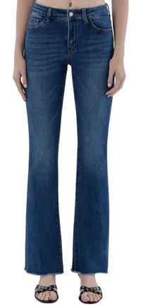 Lovervet - Women's Mid Rise Raw Hem Bootcut Jeans