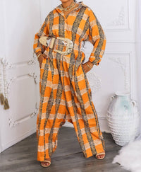 Surelymine - Oversized Tribal Print Button-up Kimono Jumpsuit