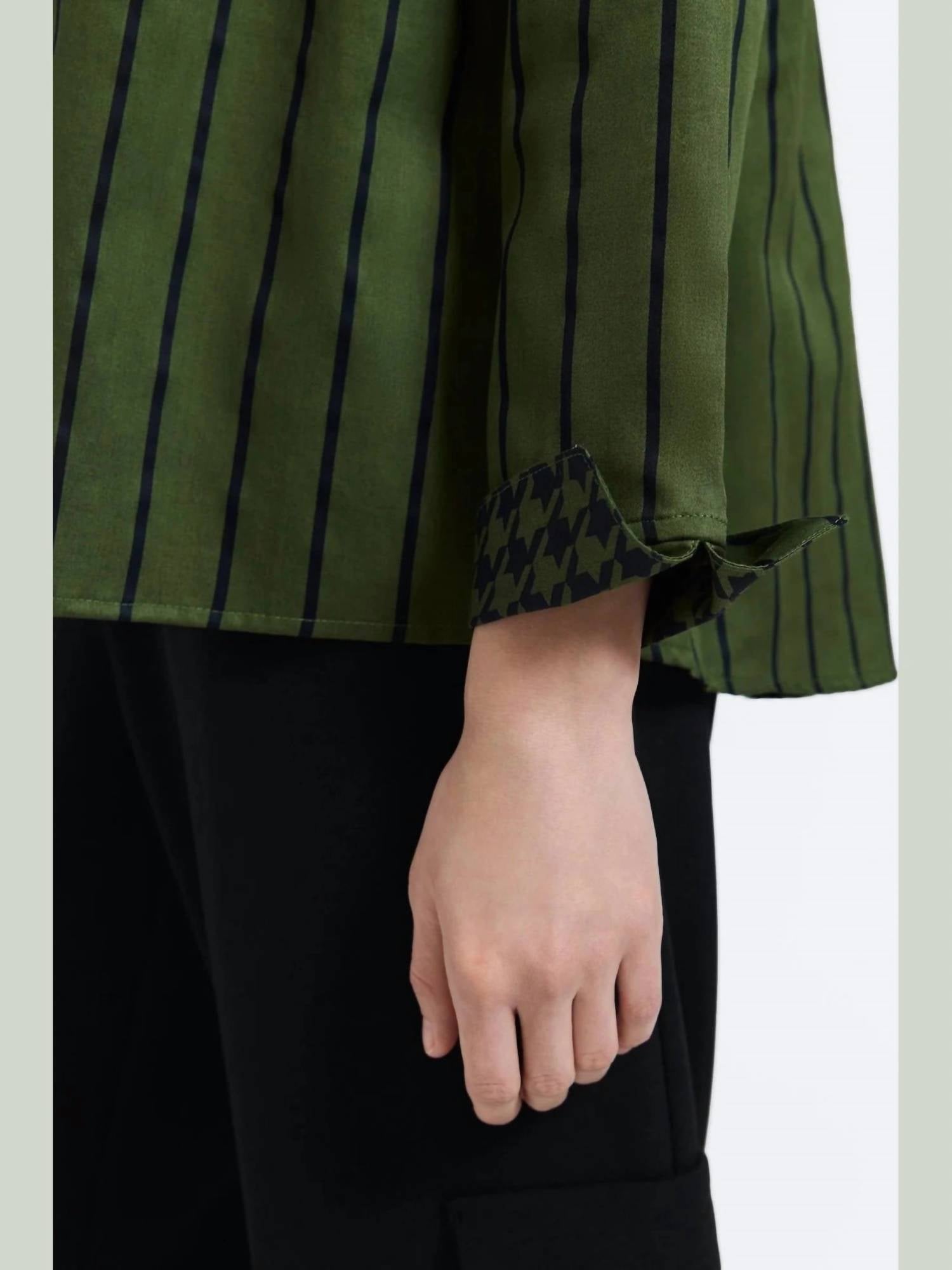 Foxcroft - Agnes Stripe & Houndstooth Popover Shirt