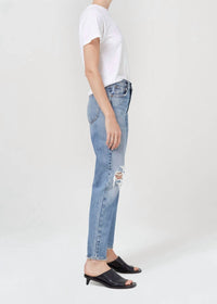 AGOLDE Mia Mid Rise Straight Jeans in rule - women's jeans - detail view