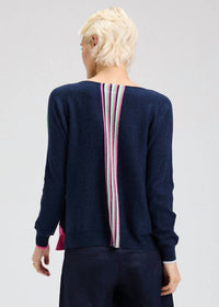 ZAKET & PLOVER Mega Dot Sweater in denim - women's sweater - detail view
