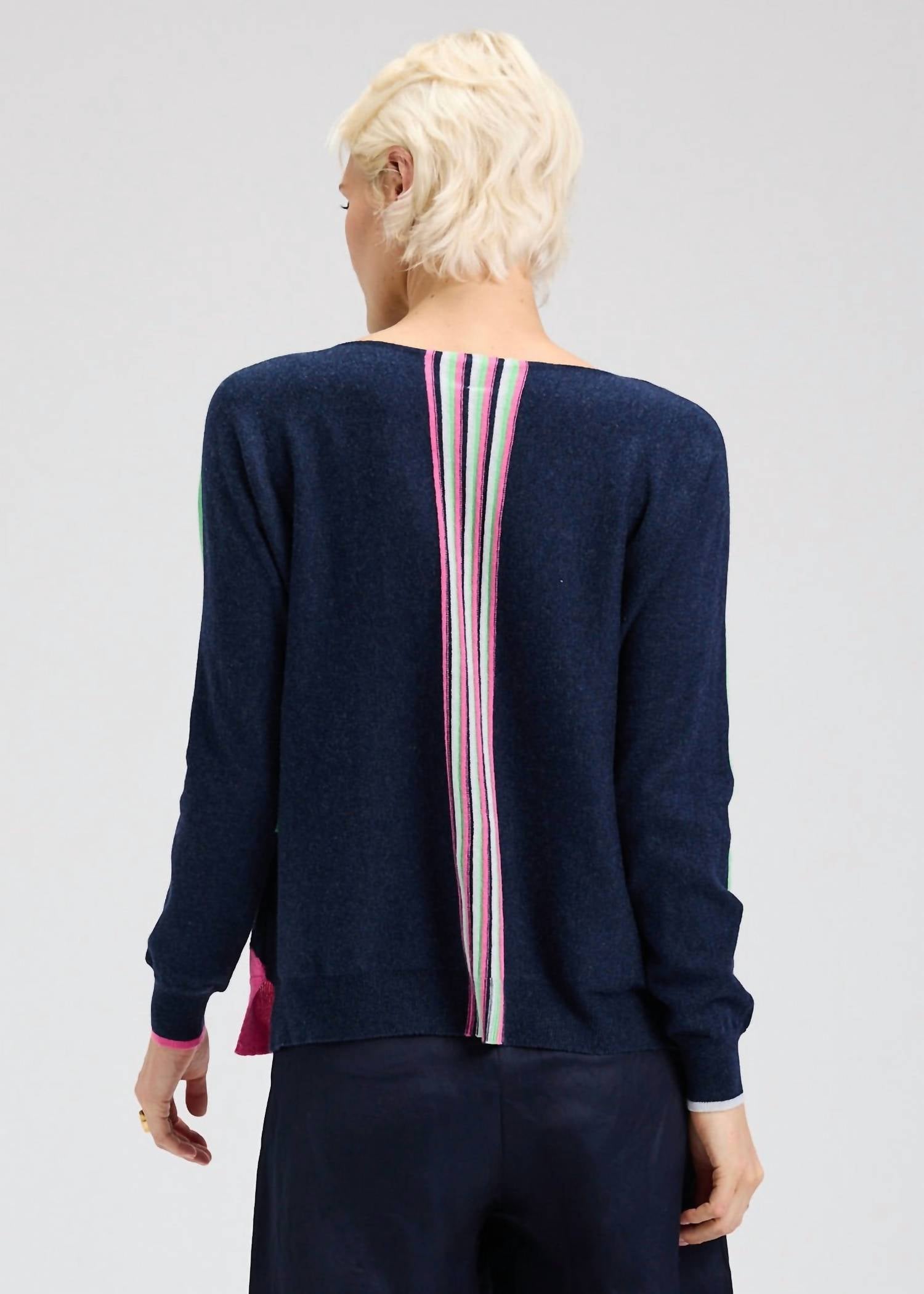 ZAKET & PLOVER Mega Dot Sweater in denim - women's sweater - detail view