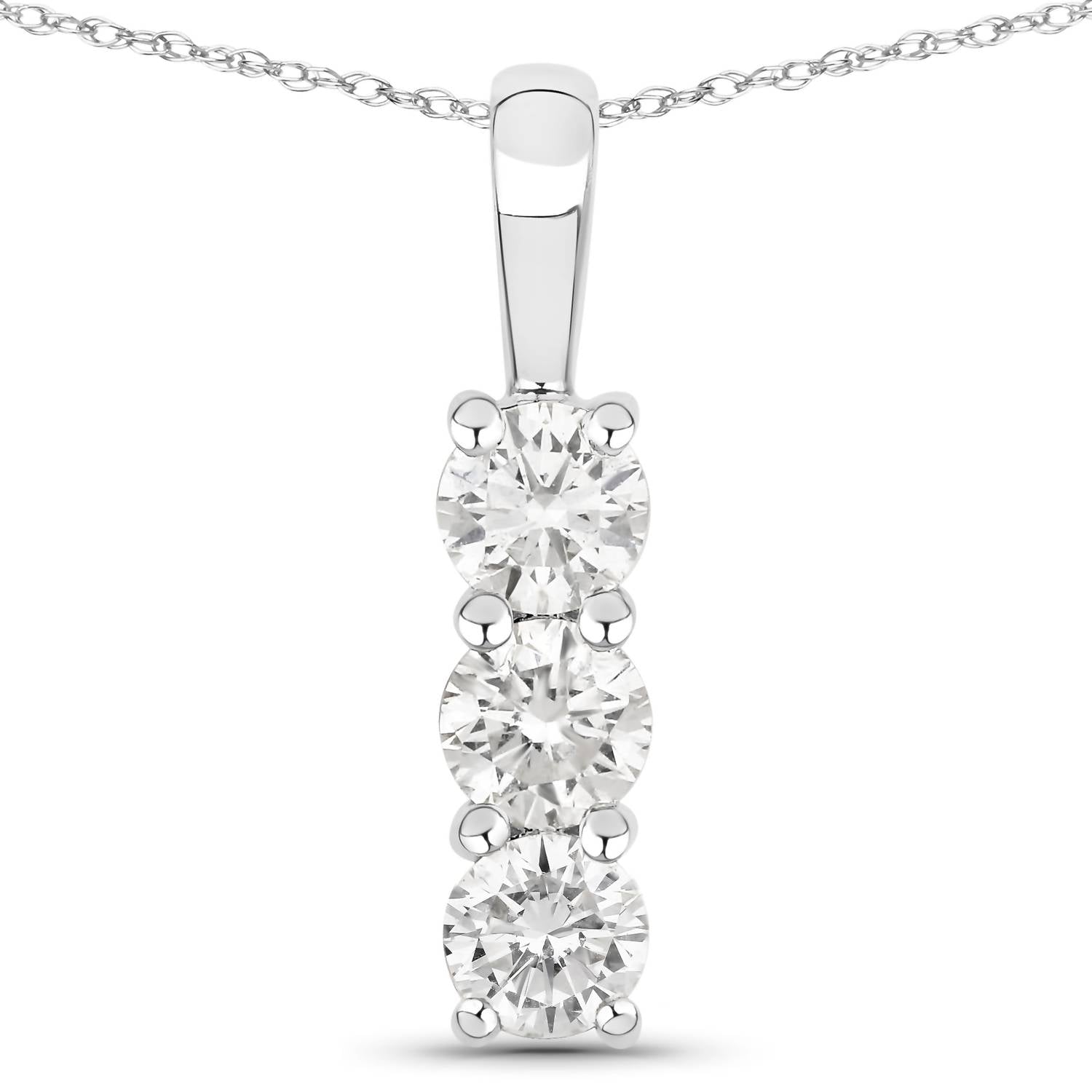 Diana M Jewels Women's Round Lab-grown Diamond Pendant Necklace (0.75 Ct) - Delicate in 14k white gold - women's jewelry