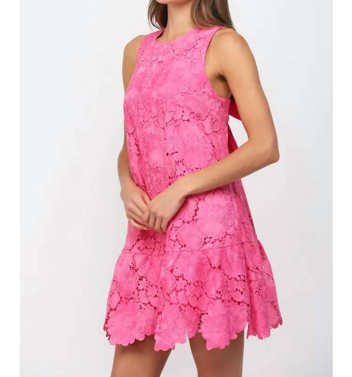 Fate - Floral Eyelet Bow Mini Dress