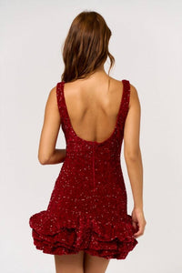 Blue Blush - Champagne Problems Sequin Bubble Hem Dress
