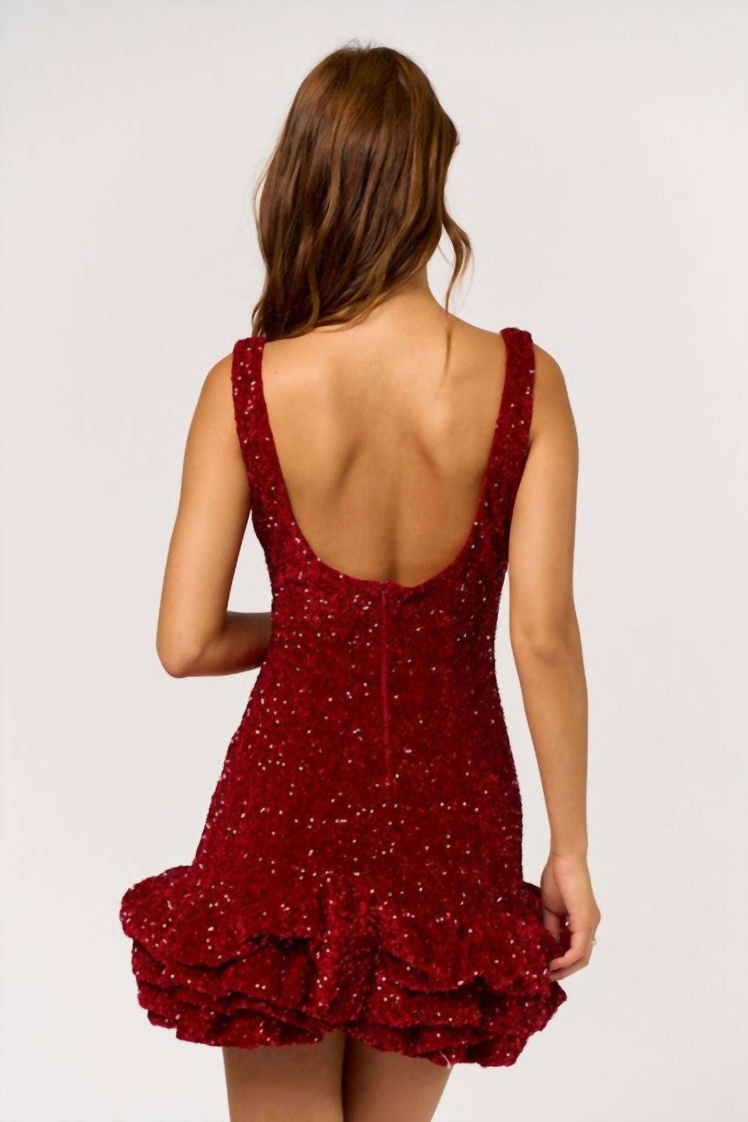 Blue Blush - Champagne Problems Sequin Bubble Hem Dress
