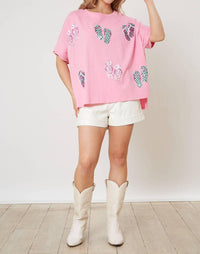 Fantastic Fawn - Sequin Flip Flops Tee