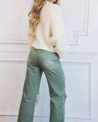 Vervet By Flying Monkey - Leslie Distressed High Waisted Crop Flare Jeans