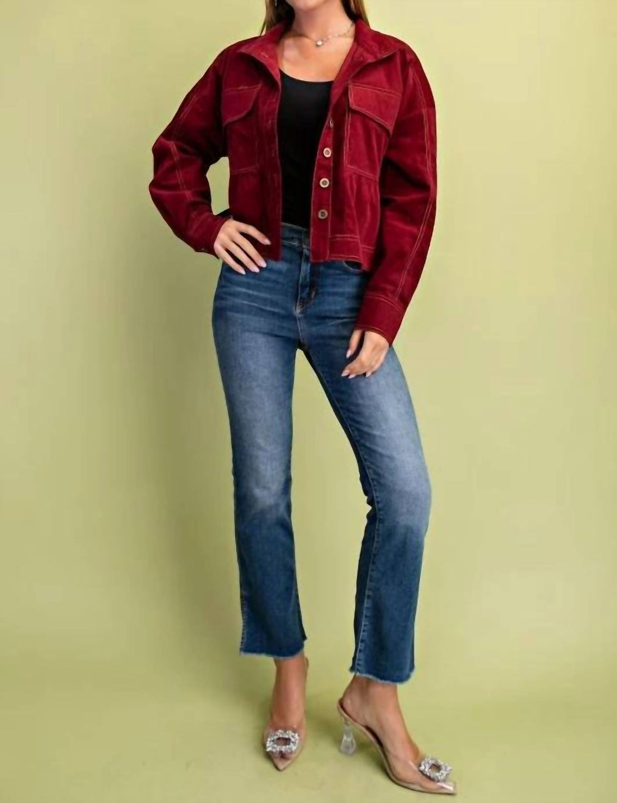 Gigio - Corduroy Babydoll Style Button Up Jacket